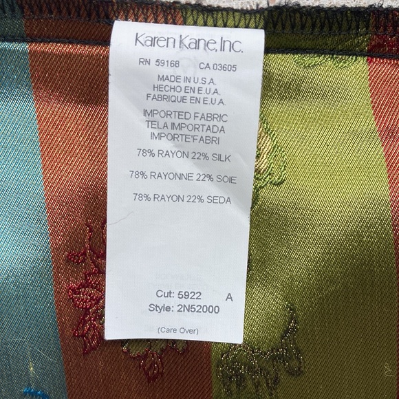 Karen Kane womens skirt size 6 Rayon/Silk floral dragon print Fringe beaded hem - Picture 12 of 12